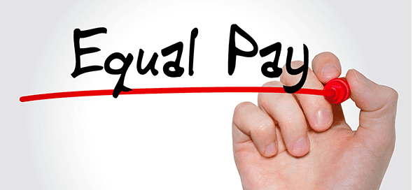 the words "equal pay" underlined in red pen